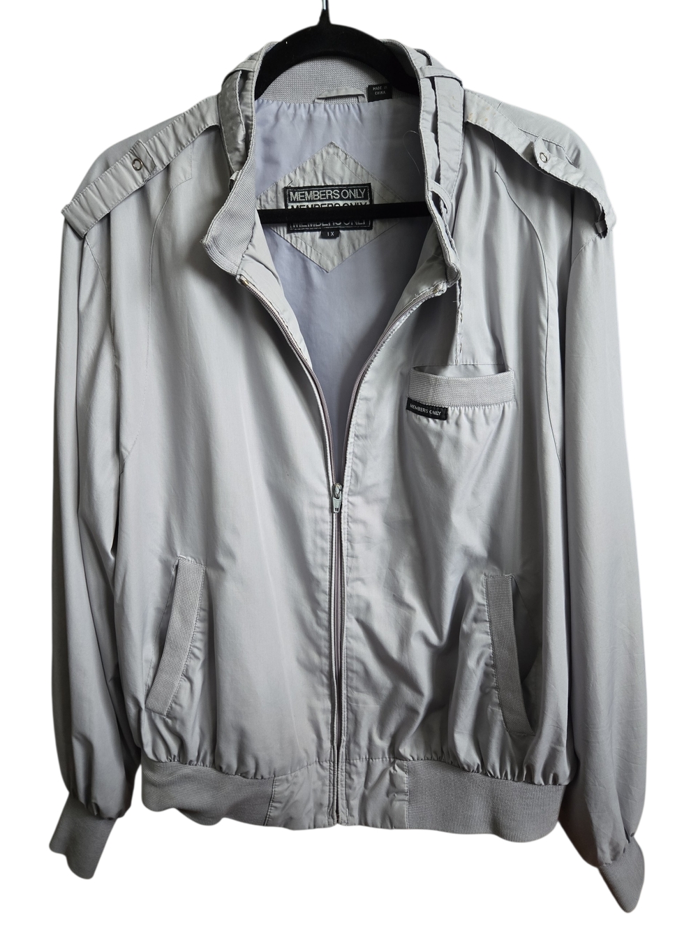 Vintage Members Only Gray Bomber Jacket 1X Lightweight Retro 80s